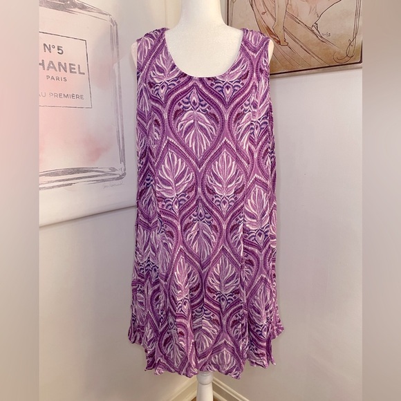 Denim 24/7 Dresses & Skirts - Denim 24/7 Sleeveless Sundress Plus Size 22/24 1X Purple & White